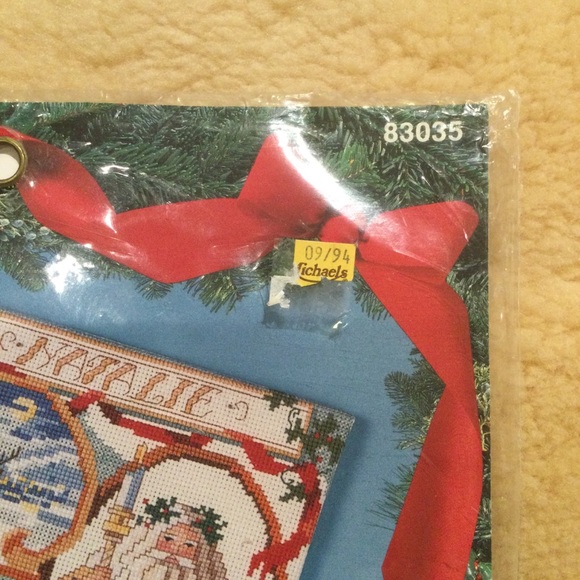 Vintage Bucilla Santa Collage Christmas stocking cross stitch kit - Picture 5 of 6
